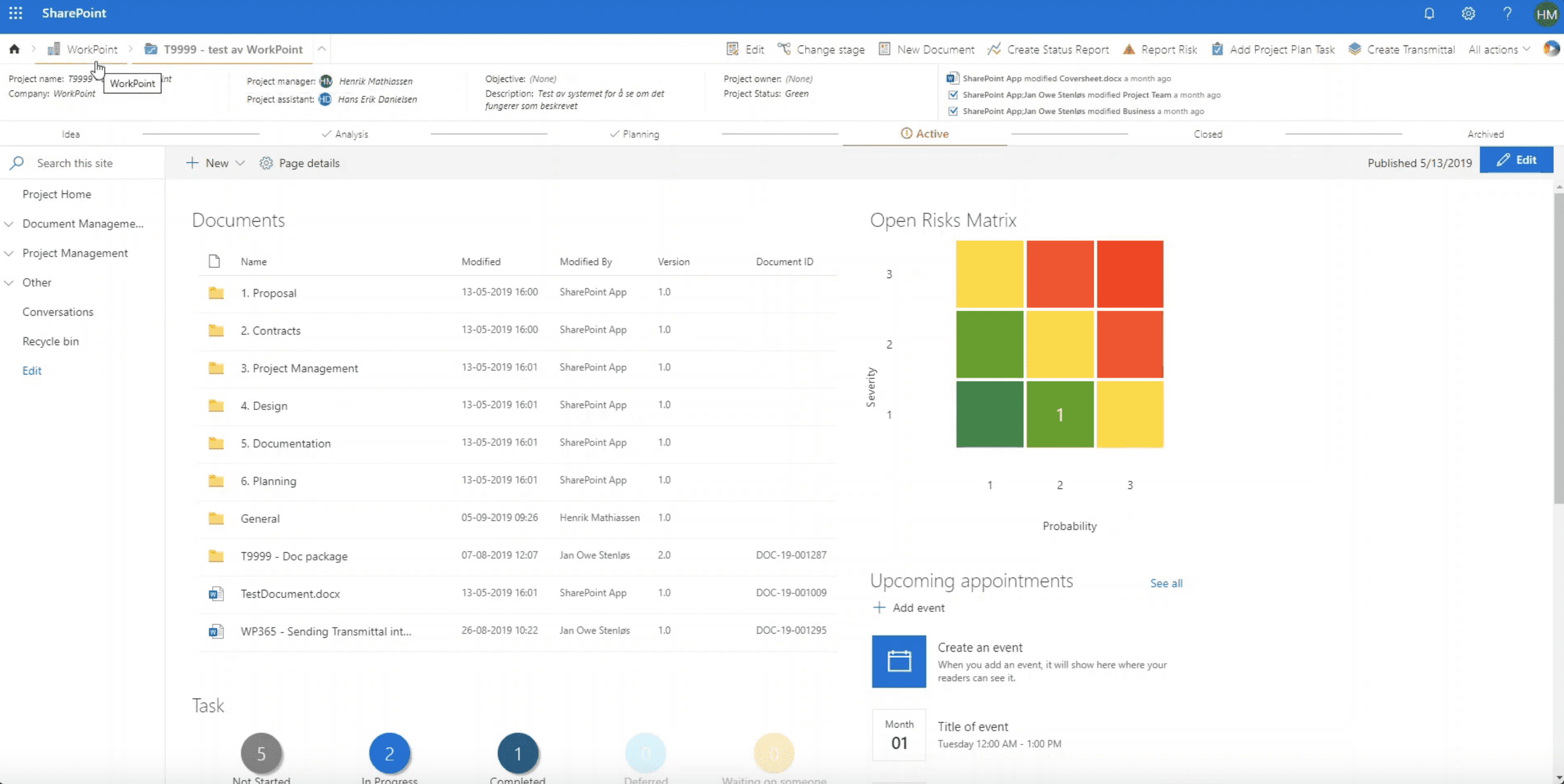 SharePoint løsning til projektstyring
